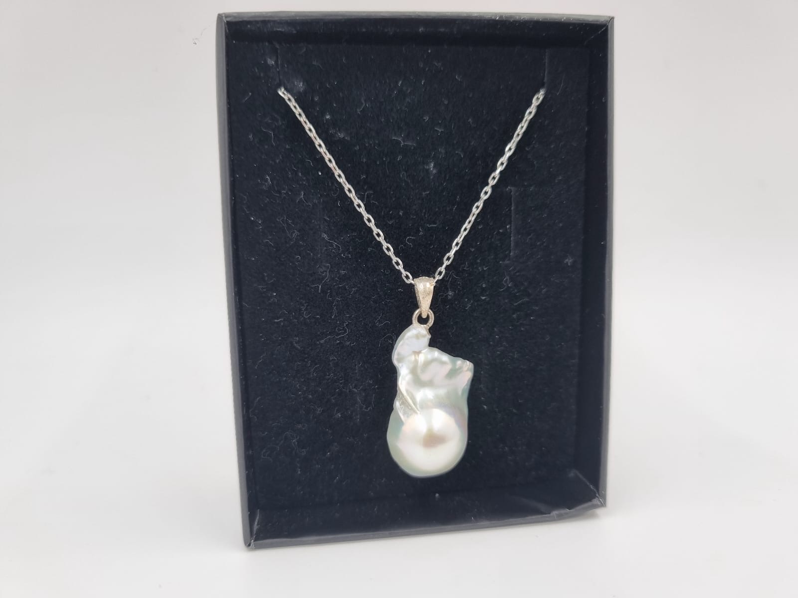 Aqua İnci Kolye Ucu Gümüş Zincirli