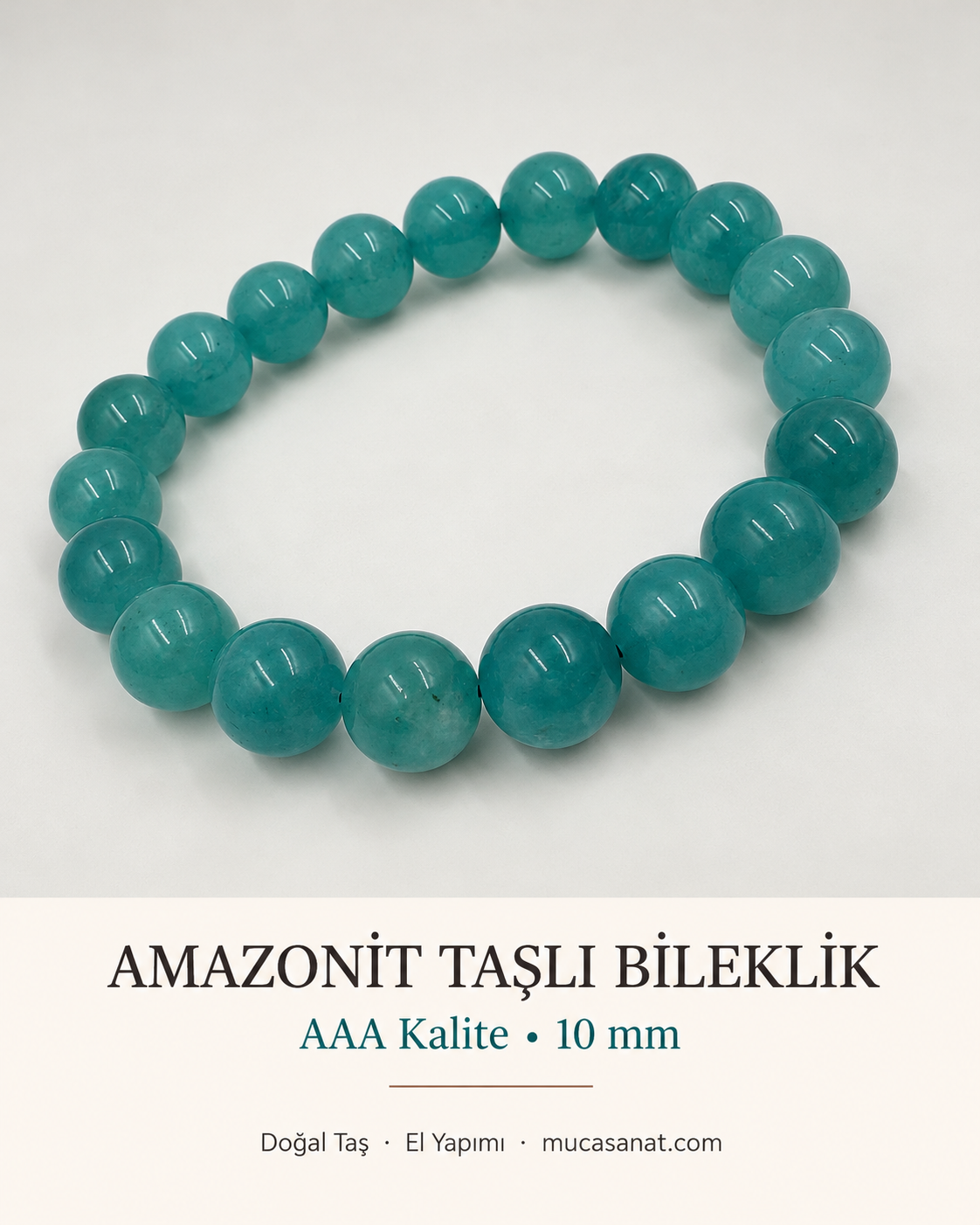 AMAZONİT AAA KALİTE 10 MM DOĞAL TAŞ BİLEKLİK
