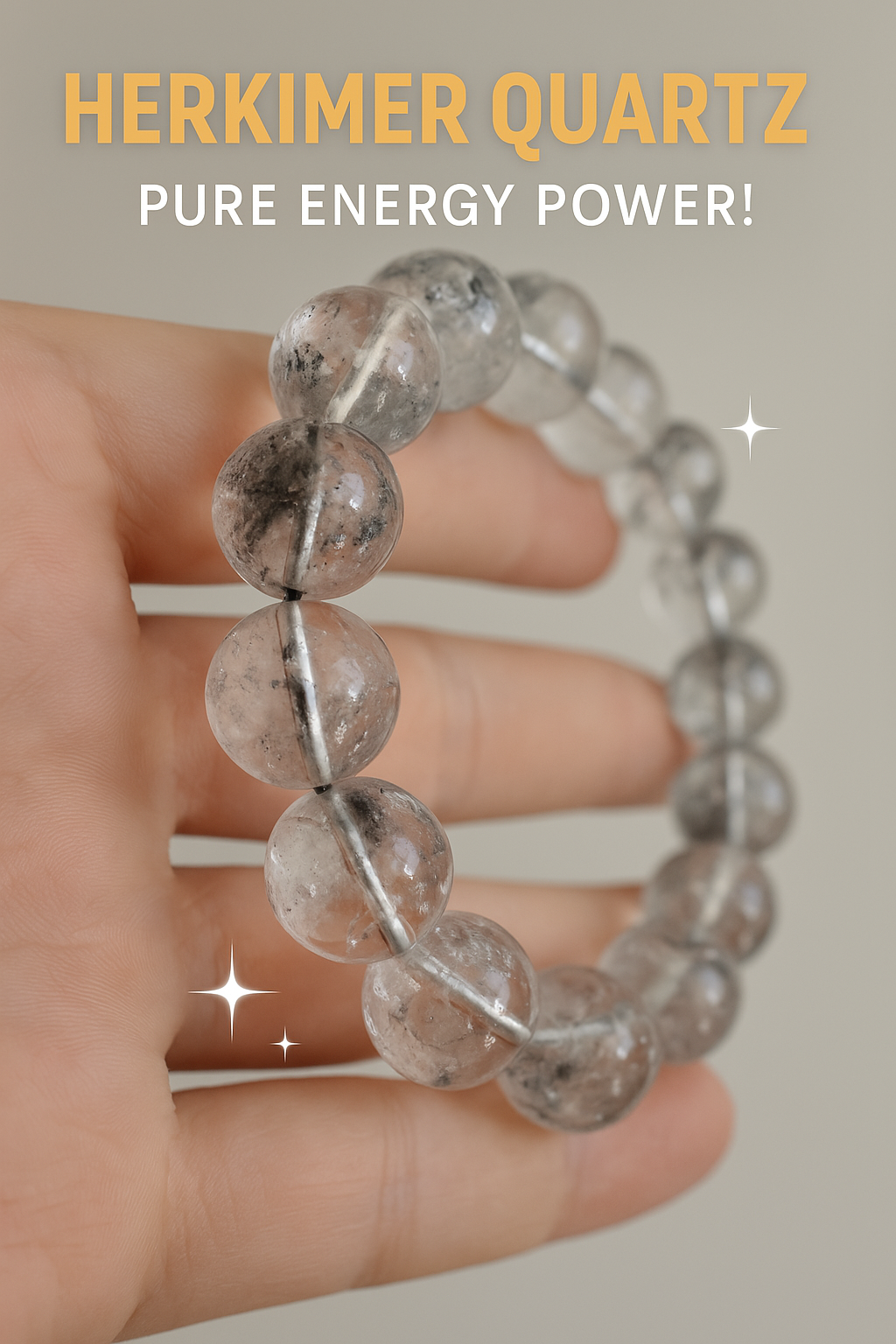 Herkimer Kristali 10mm Doğal Taş Bileklik
