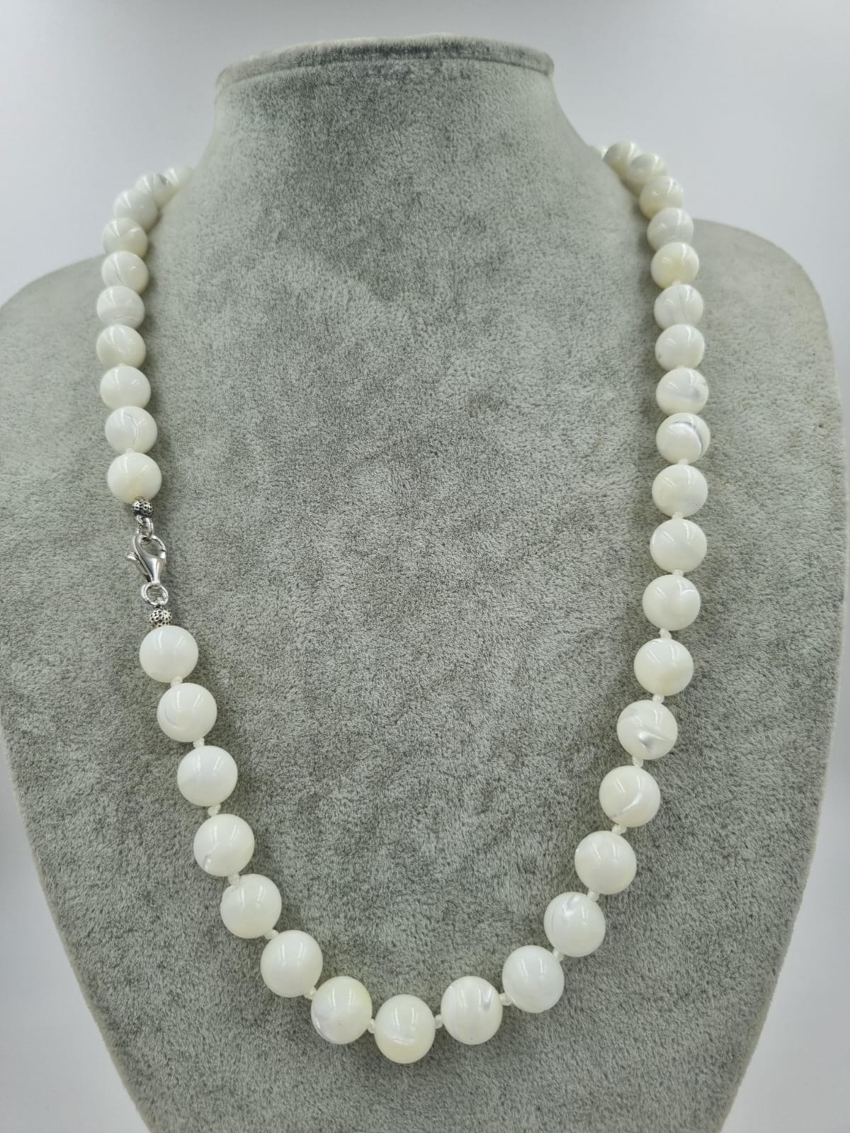 Beyaz Sedef 55cm Gümüş Kolye Arınma