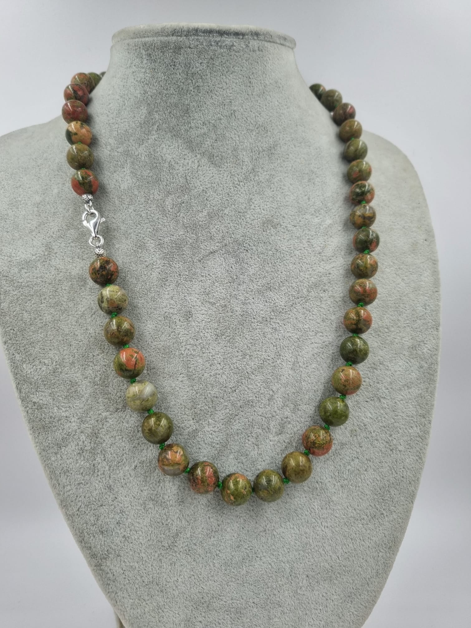 Unakit 10mm/55cm Doğaltaş Kolye Gümüş