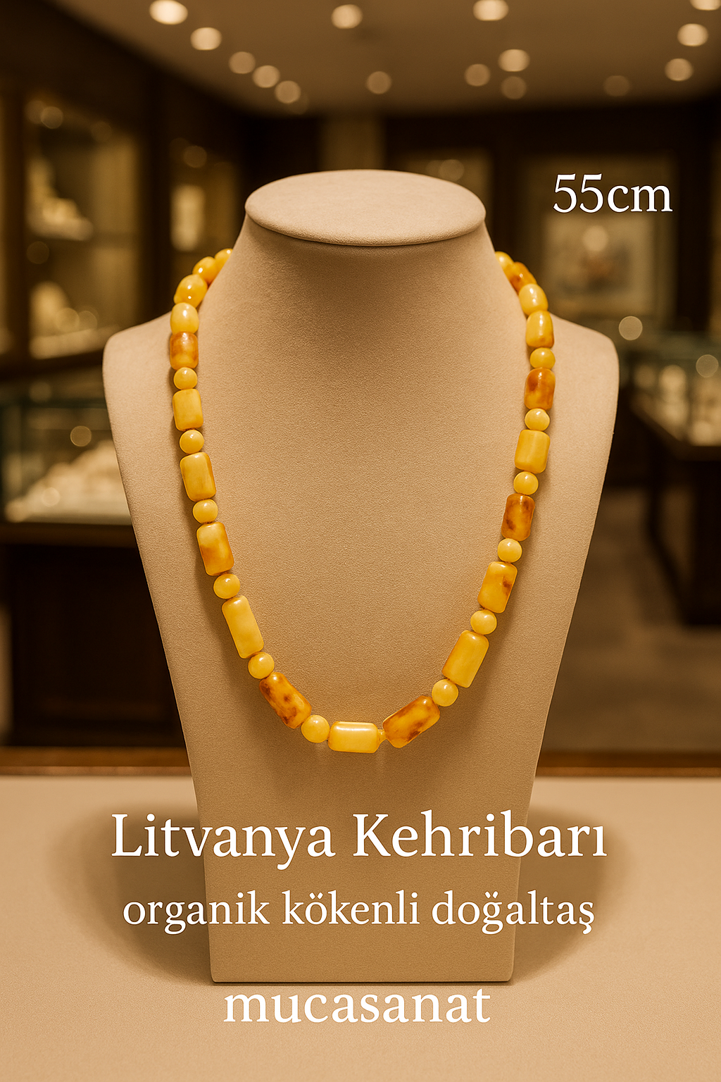 Damla Kehribar Kolye Litvanya 55cm
