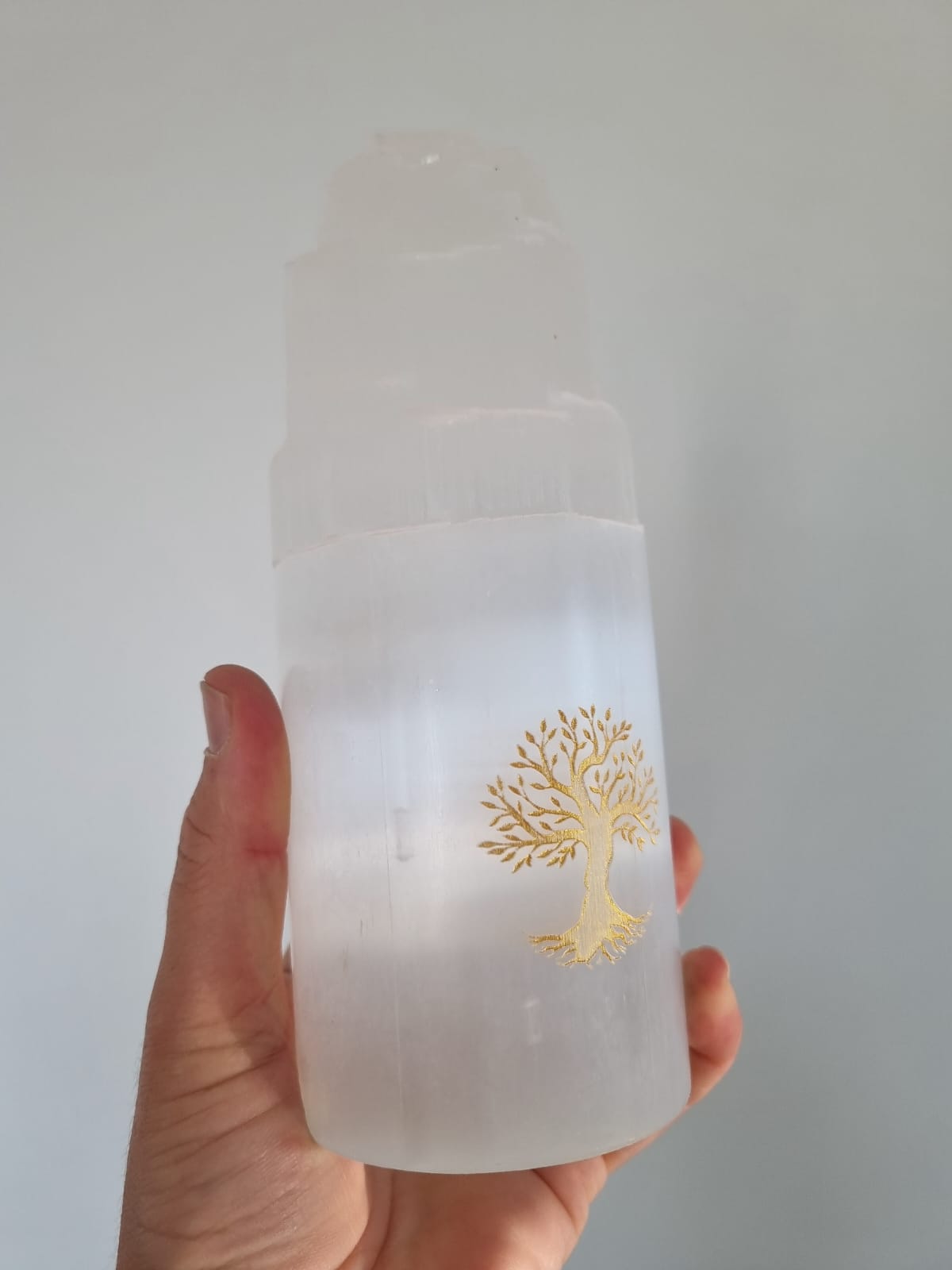 Selenit Kule 20cm Lamba Ağaç Figürlü Fas