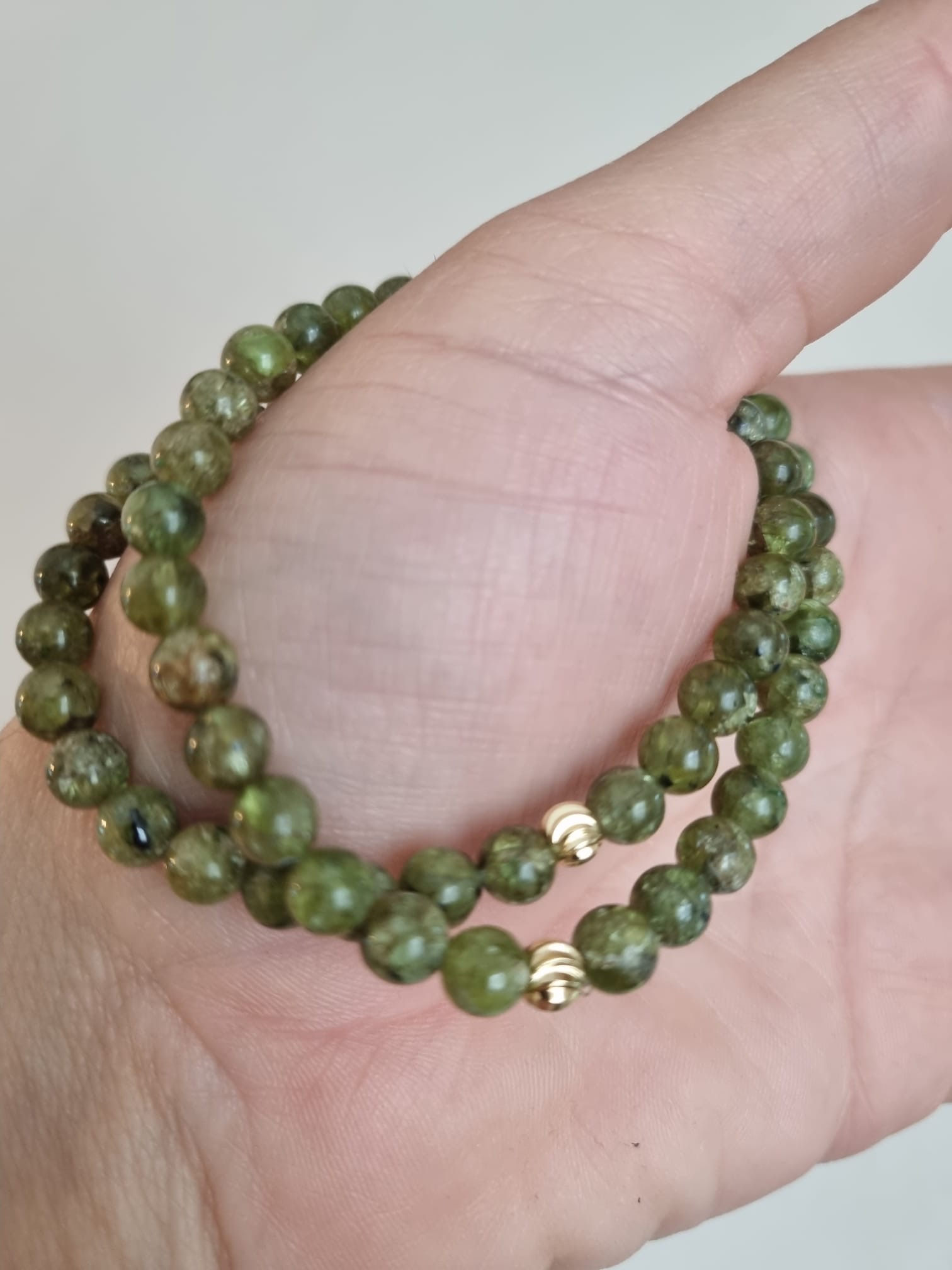 Zebercet (Peridot) 6mm Doğal Taş Bileklik