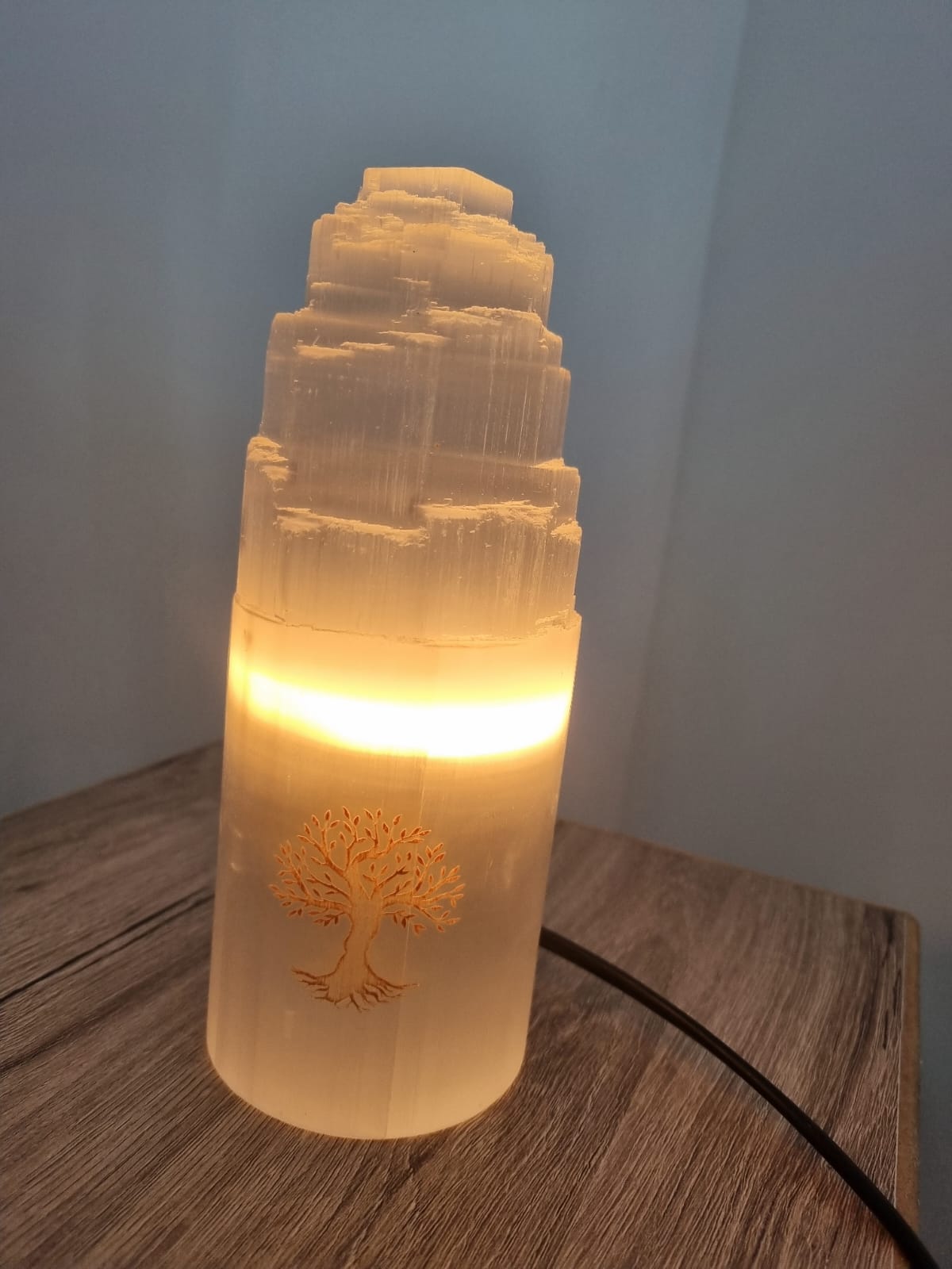 Selenit Kule 20cm Lamba Ağaç Figürlü Fas