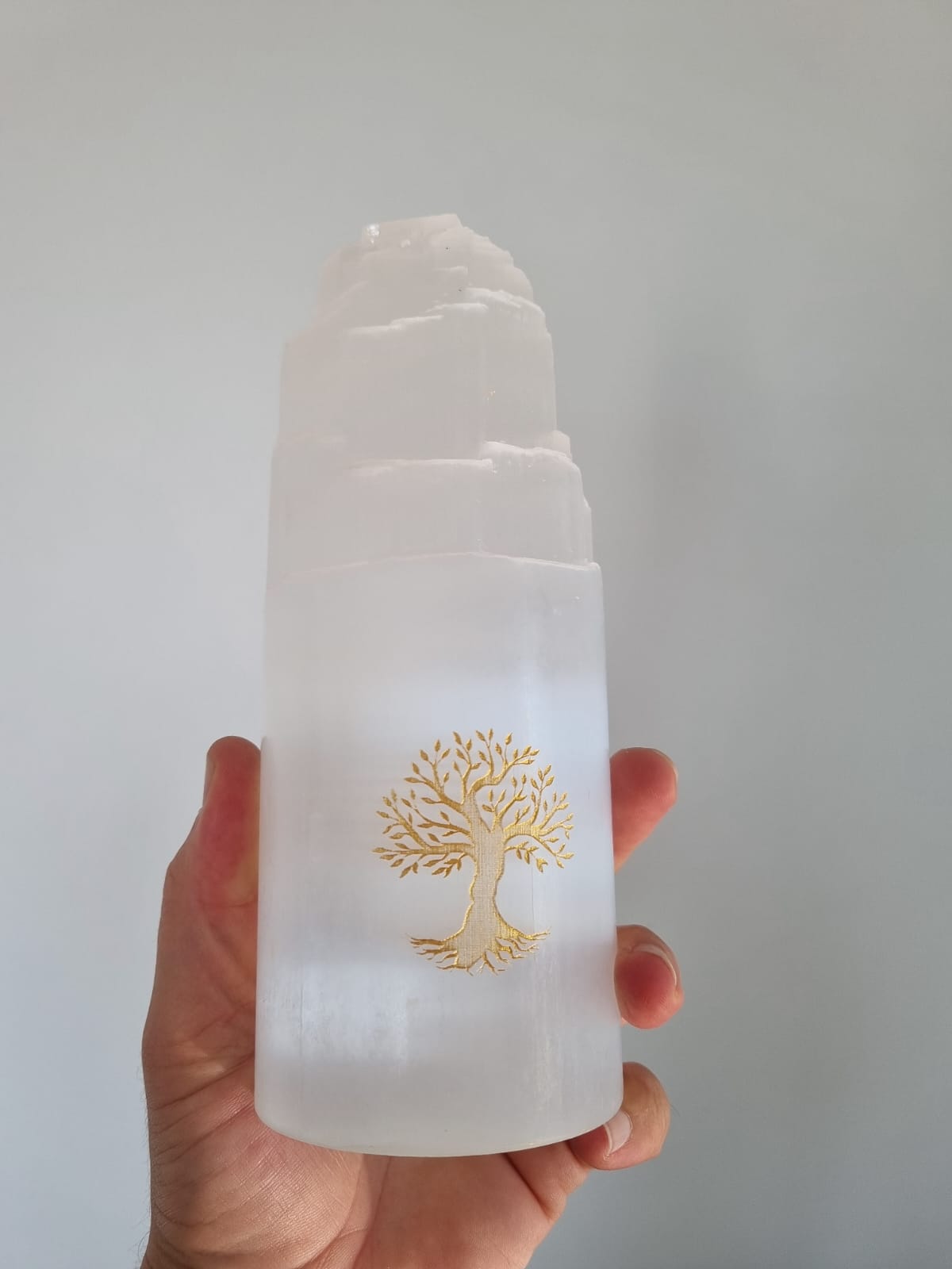 Selenit Kule 20cm Lamba Ağaç Figürlü Fas