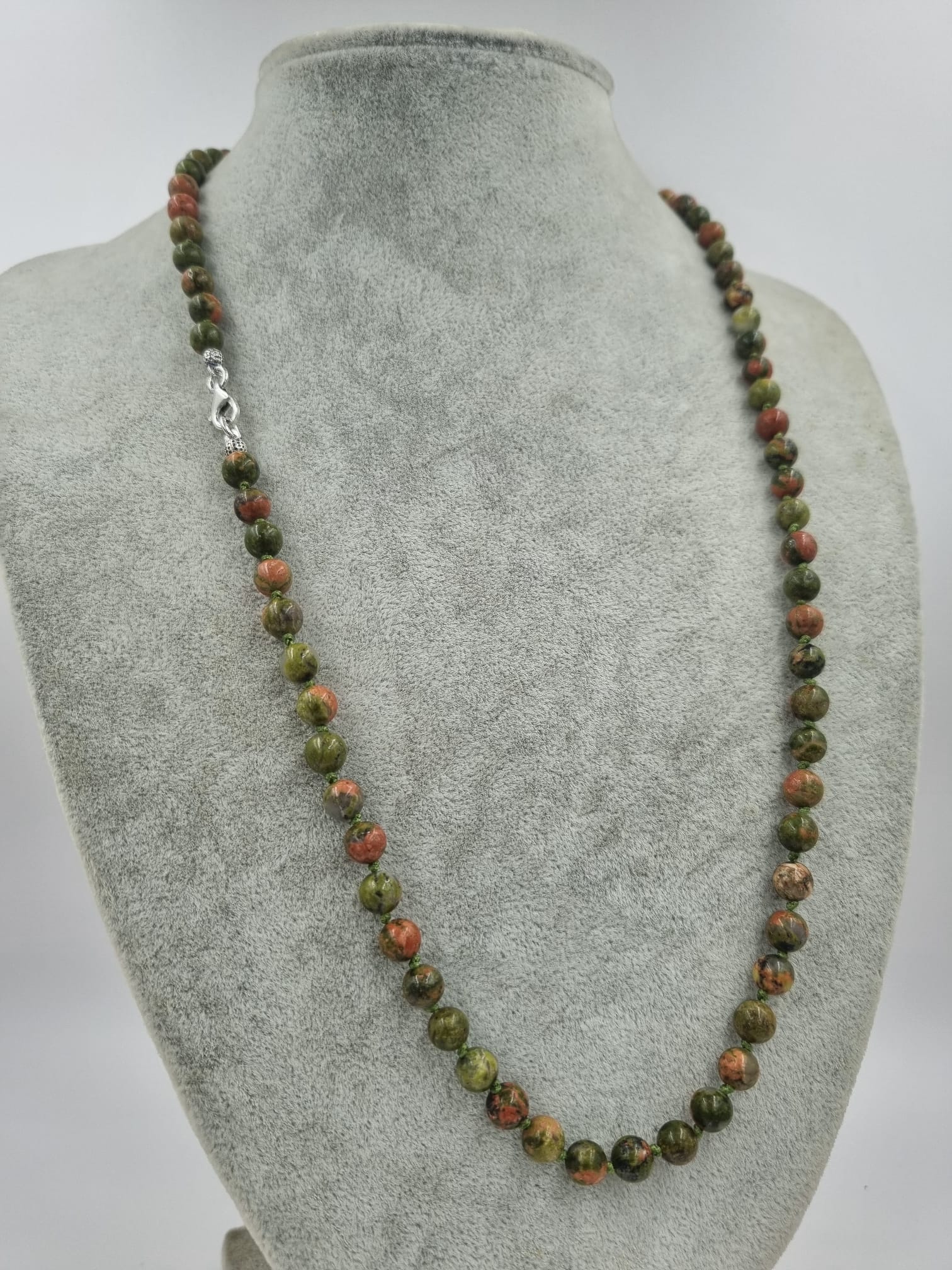 Unakit 6mm/55cm Doğaltaş Kolye Gümüş