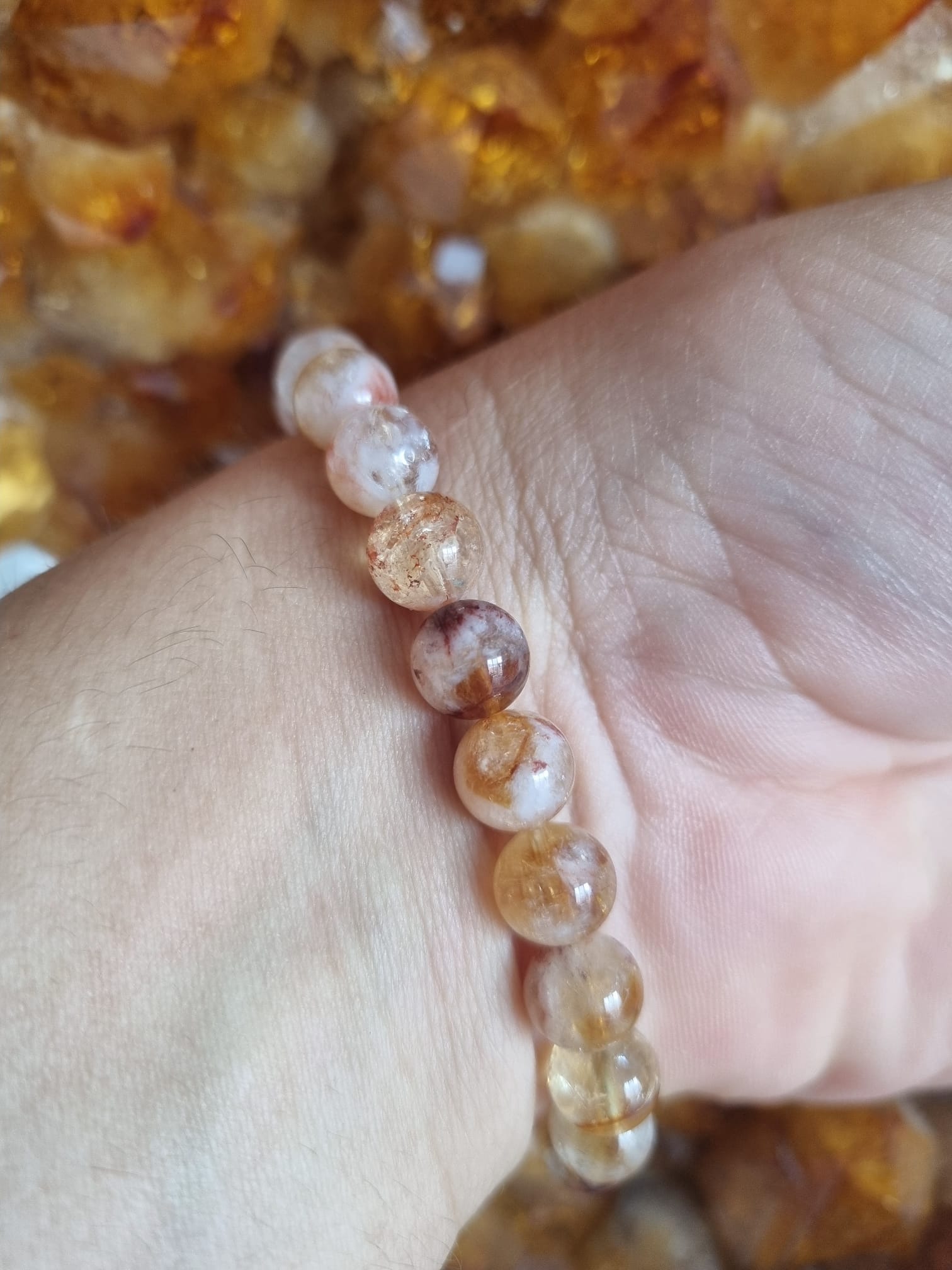 Fosilli Sitrin 8mm Doğaltaş Bileklik