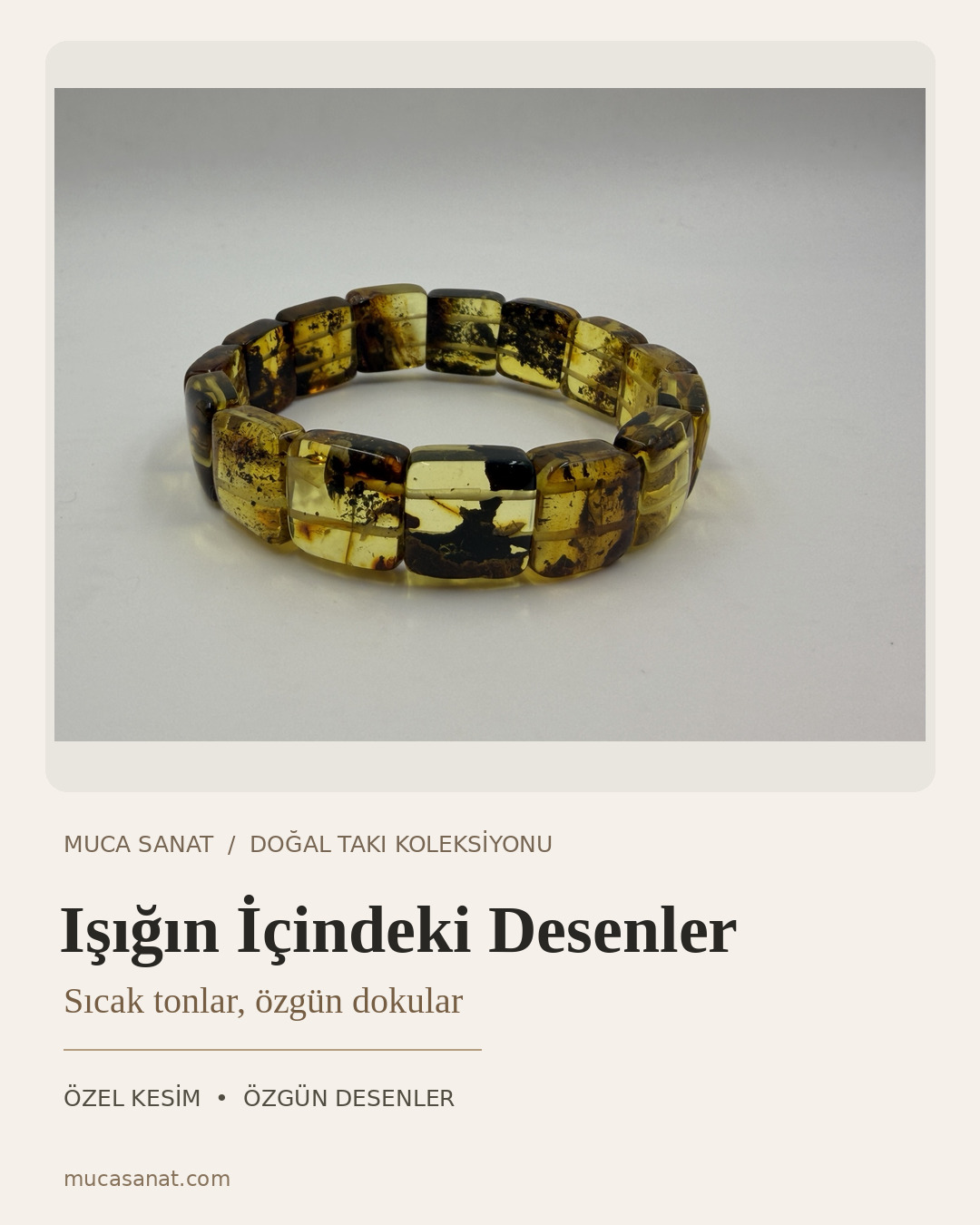 ÖZEL TASARIM FOSİLLİ BALTIK KEHRİBARI BİLEKLİK