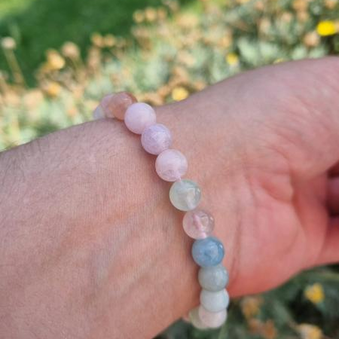 Morganite 8mm Aşk ve Dişil Enerji Doğal Taş Bileklik