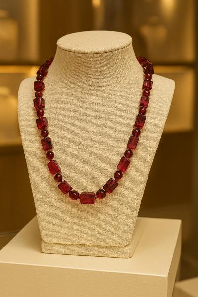 Litvanya Ateş Kehribar Kolye 55cm