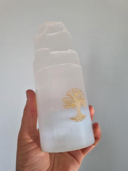 Selenit Kule 20cm Lamba Ağaç Figürlü Fas