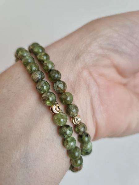 Zebercet (Peridot) 6mm Doğal Taş Bileklik