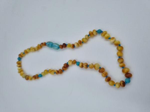 Turkuazlı Kehribar Bebek Kolye 33cm