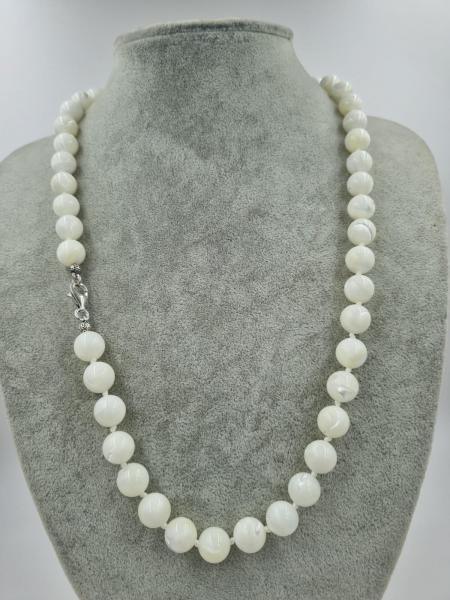 Beyaz Sedef 55cm Gümüş Kolye Arınma