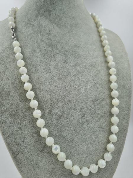 Beyaz Sedef 55cm Gümüş Kolye Arınma