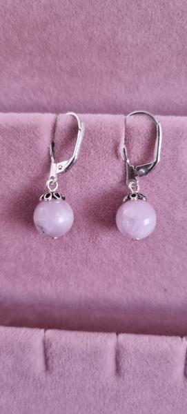 Pembe Kuvars 10mm Gümüş Doğaltaş Küpe
