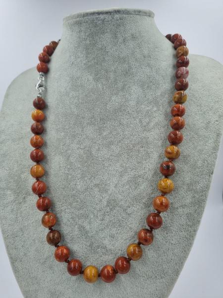 Fire Jasper KöK Çakra 50cm 10mm Gümüş