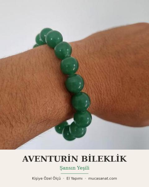 Aventurin 12 mm Şans Bilekliği Doğal Taş Bileklik