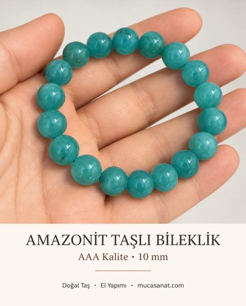AMAZONİT AAA KALİTE 10 MM DOĞAL TAŞ BİLEKLİK