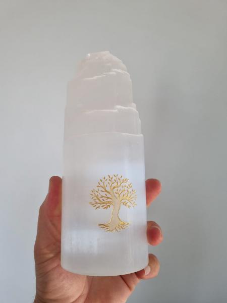 Selenit Kule 20cm Lamba Ağaç Figürlü Fas