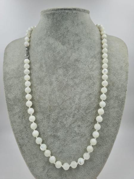 Beyaz Sedef 55cm Gümüş Kolye Arınma