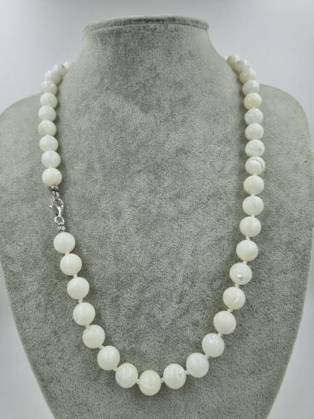 Beyaz Sedef 55cm Gümüş Kolye Arınma