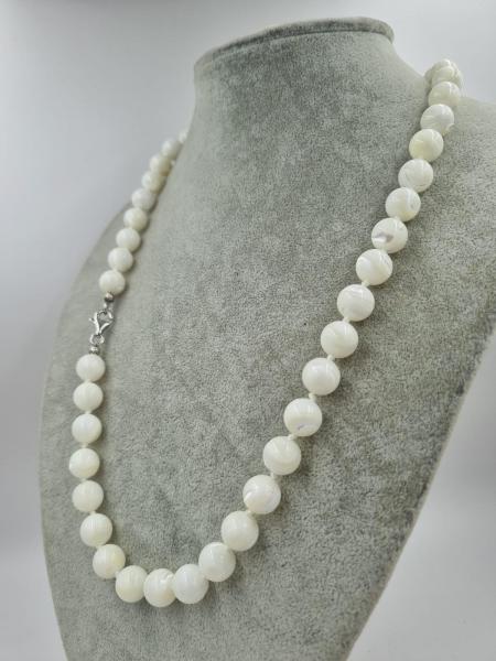 Beyaz Sedef 55cm Gümüş Kolye Arınma