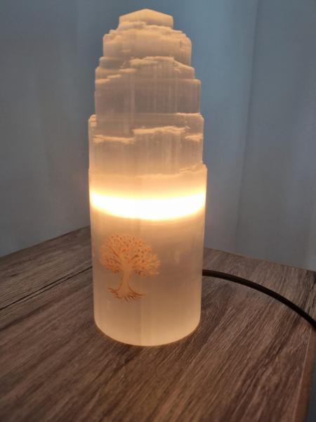 Selenit Kule 20cm Lamba Ağaç Figürlü Fas
