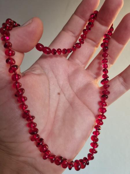 Kırmızı Kehribar Kolye 55cm