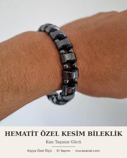 Hematit Özel Kesim Doğal Taş Bileklik