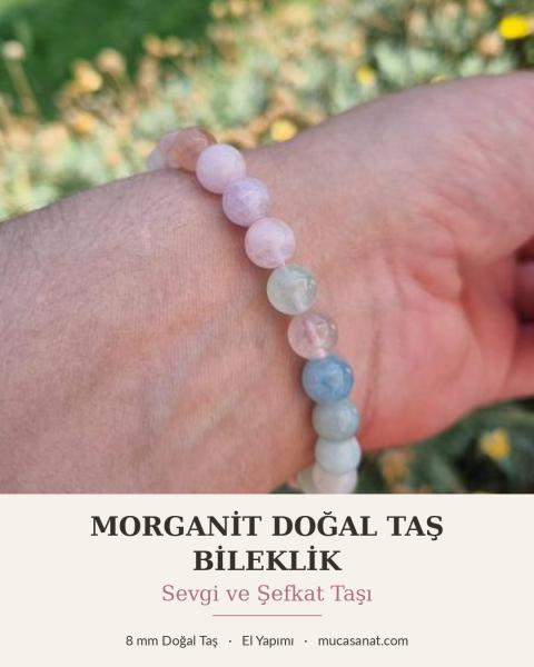 Morganite 8mm Aşk ve Dişil Enerji Doğal Taş Bileklik