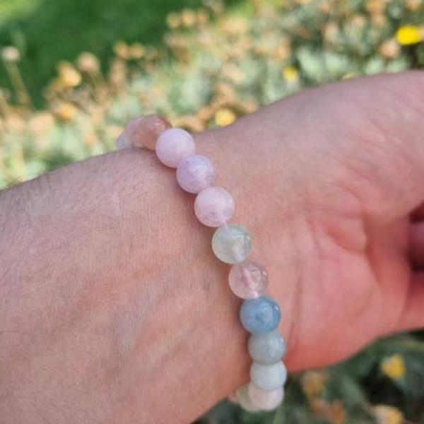 Morganite 8mm Aşk ve Dişil Enerji Doğal Taş Bileklik