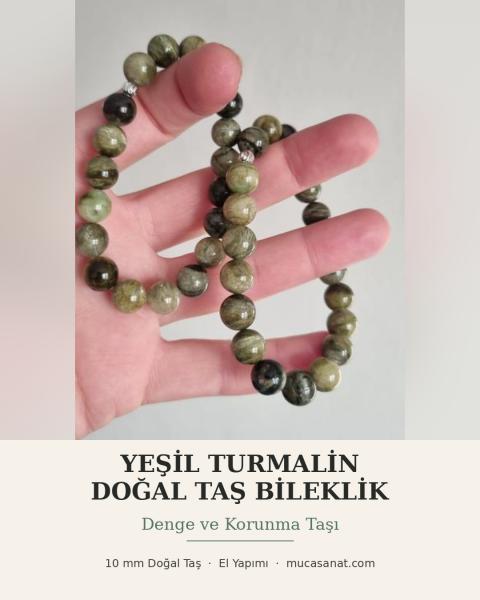 Yeşil Turmalin 10mm Doğal Taş Bileklik