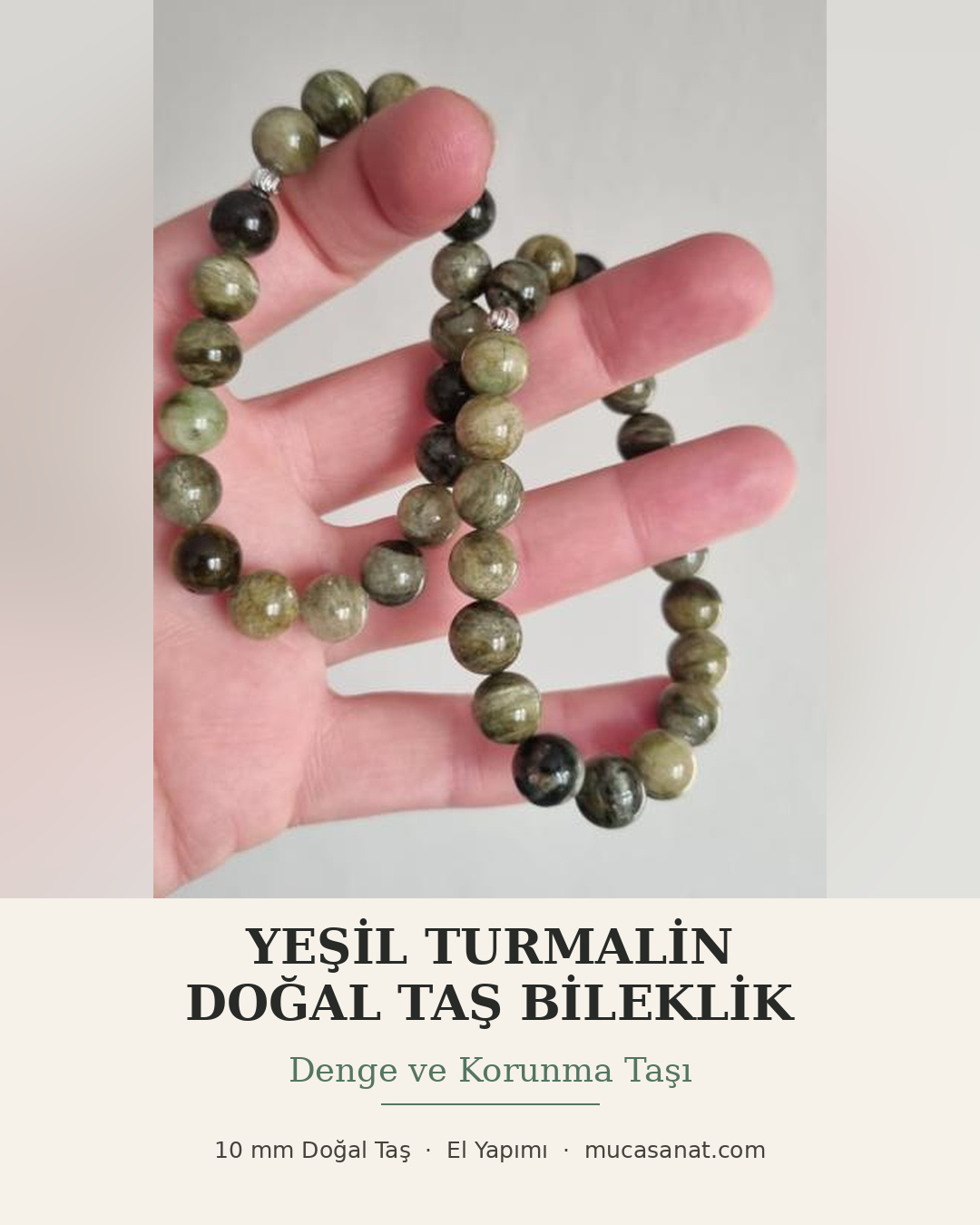 Yeşil Turmalin 10mm Doğal Taş Bileklik
